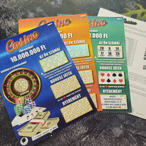 Casino témájú egyedi kaparós sorsjegy ajándék